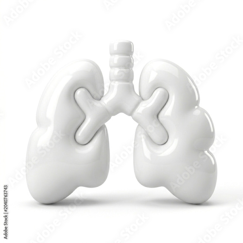 Medical health presentation asset featuring a cute volumetric lung model centered in the frame