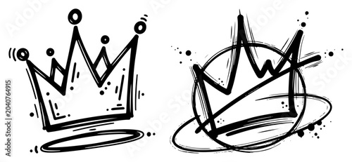 Foto Royal crown symbols in grunge graffiti and hand drawn artistic style
