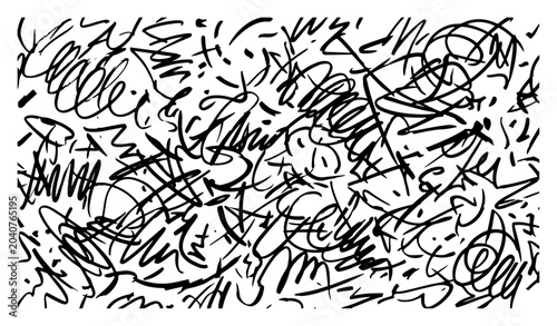 Fotografie Messy hand scribbles and chaotic lines background in seamless vector pattern sty