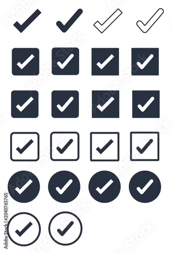 Fotografija Gray Check Mark Icon Set