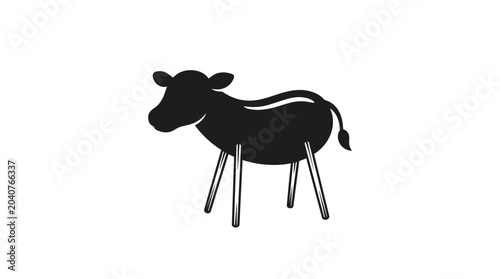 Tableau sur toile Black silhouette of a cow standing.
