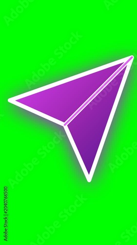 Purple Paper Airplane on Green Background