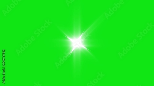 Twinkling white star animation glowing doodle sparkles with magical glitter bursts, seamless blinking lights and cartoon night sky motion graphics on soild green background, 4K
