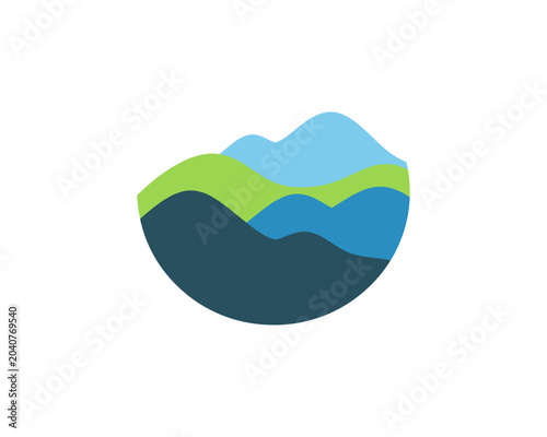 Valokuva Nature Landscape Illustration, Abstract Mountains, Tranquil Scene, Vibrant Color