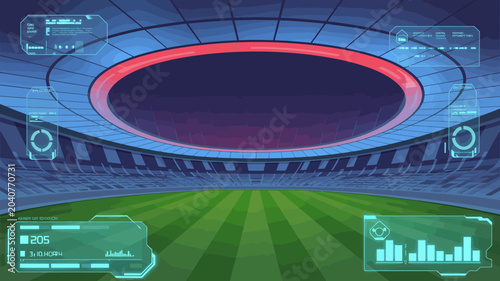 Konstfotografi futuristic stadium vector illustration arena sports venue digital display hud el
