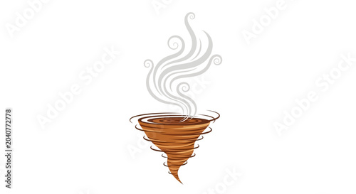 фотографія Hot Coffee Vortex Swirl with Steam Swirls Isolated on White Background