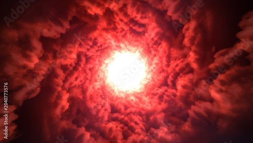 Foto Abstract fiery red cloud vortex with intense glowing core