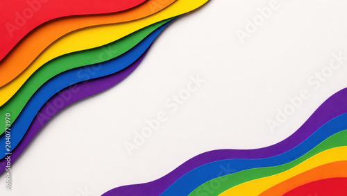 Rainbow colorful wave abstract background paper curve pattern design texture Vibrant rainbow colorful wave abstract background with layered paper curve pattern and bright texture flowing across
