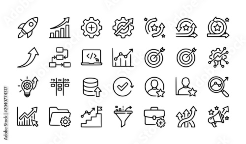 Tableau sur toile Development and Upgrade Thin Line Icons Vector Illustration Symbol Set