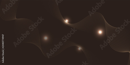 Tableau sur toile Abstract minimalisist gold brown wave Geometrical Background, Connection wave st