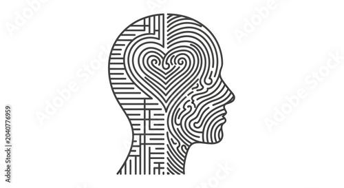 Canvas Print Heart in Human Head Illustration.