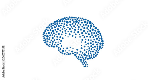 Fotografía Human brain silhouette made of blue dots on white background