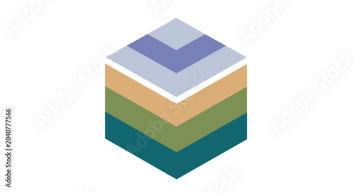 Layers of colored block cube.