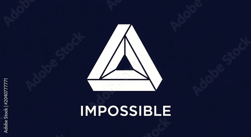Captivating abstract Penrose triangle, a geometric impossibility that challenges human perception, symbolizing complex concepts and mind-bending visual puzzles in a minimalist graphic design