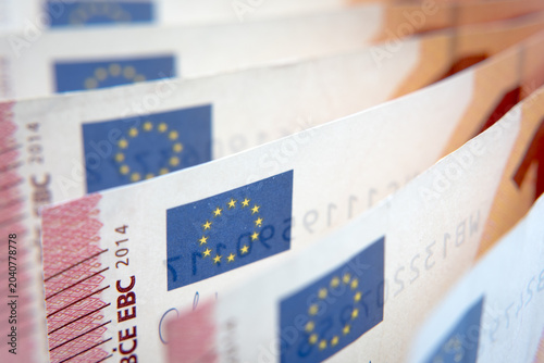 Foto The European Community flag on ten euro banknotes.