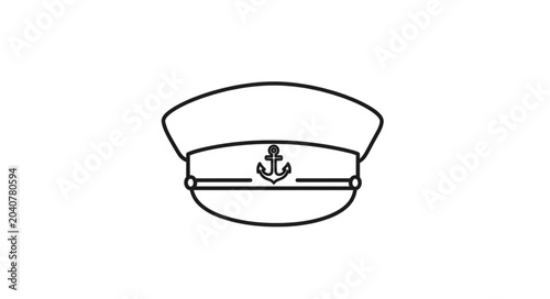 Naval officers cap with anchor emblem illustration.