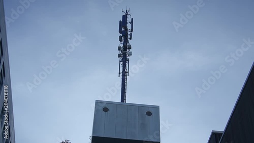 Mobile telecommunication tower mast antenna sending 5G radia signal