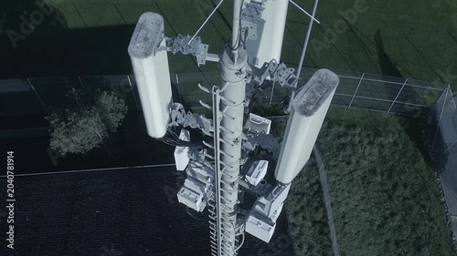 Mobile telecommunication tower mast antenna sending 5G radia signal
