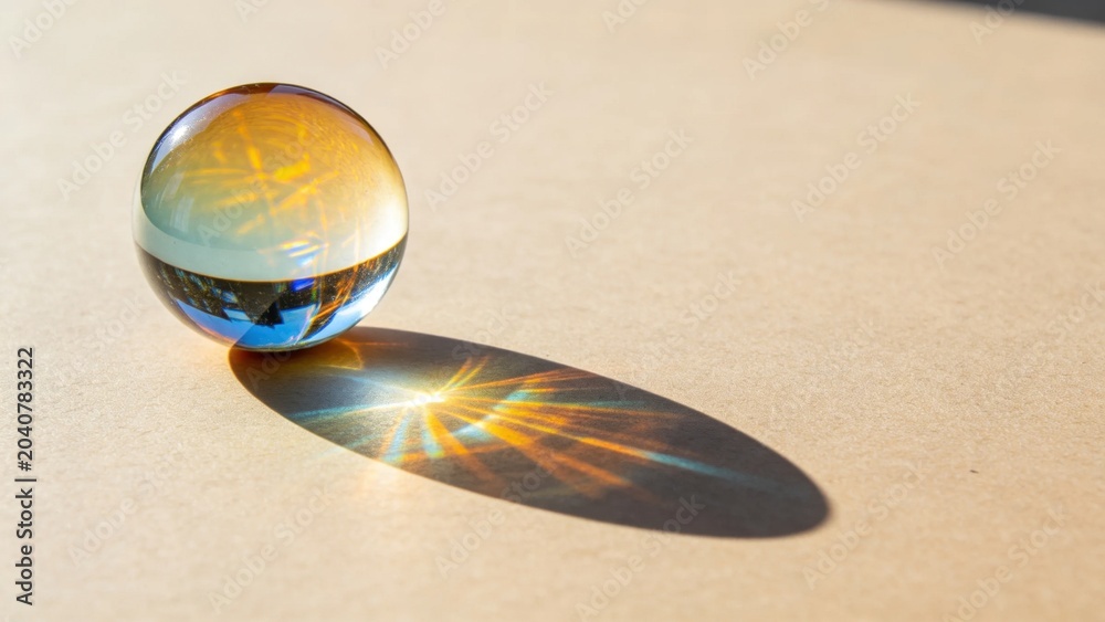 Fototapeta premium Abstract chromatic glass sphere caustic light colorful shadows