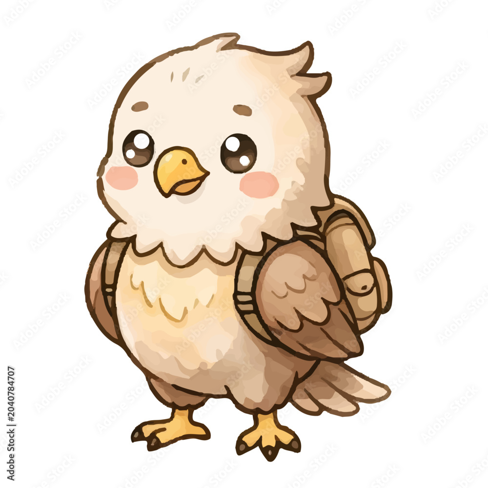 Naklejka premium Cartoon Eagle Owl Vector Illustration with Wings and Beak