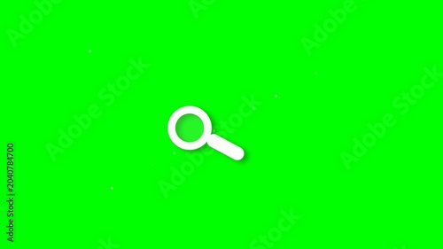 Animated white minimalist magnifying glass search icon on a vibrant bright green screen background