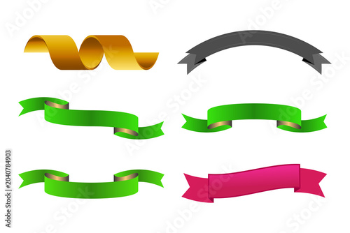 Fotografie A collection of various colorful ribbon banners and decorative scrolls for labels, badges, and graphic design elements