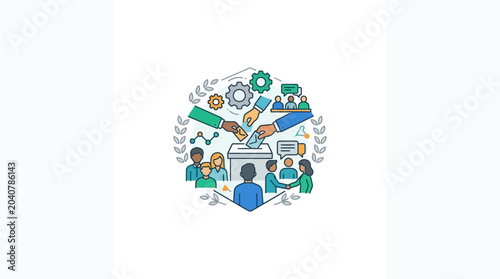 Εκτύπωση καμβά Democratic Election Process, Voting, People Participating in Governance, Civic D