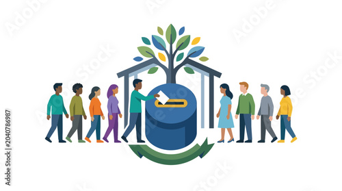 Tableau sur toile Diverse people voting in election, democratic choice, civic engagement, voting b