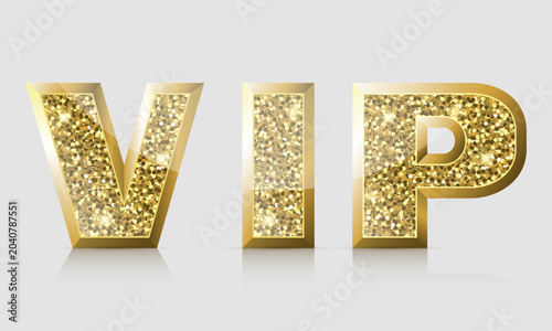 Obraz na plátne Gold VIP lettering with glitter effect