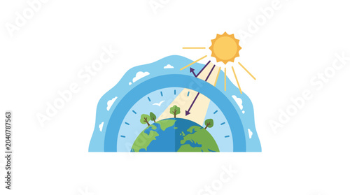 Photos Earth Atmosphere Protection Sun Rays Greenhouse Effect Climate Change Concept
