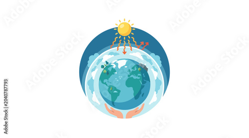 Photos Earth's Atmosphere Layers and Greenhouse Effect Illustration