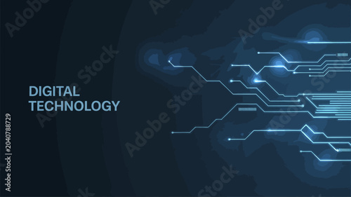 Foto digital circuit lines on dark blue background technology futuristic network conn