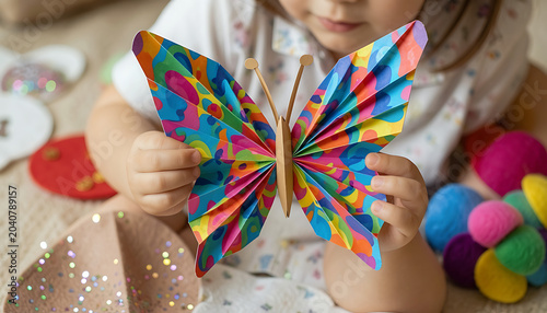 Colorful Handmade Paper Butterfly Craft
