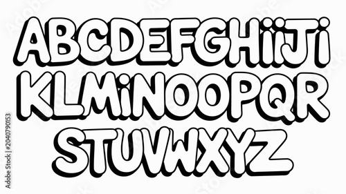 Schilderij op canvas alphabet letters in bold black outline uppercase font typeface graphic design ve