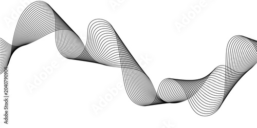 Obraz na plátně Abstract vector ribbon wave with overlapping curved lines, smooth flowing motion