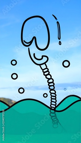 Colorful abstract swirls on teal background.