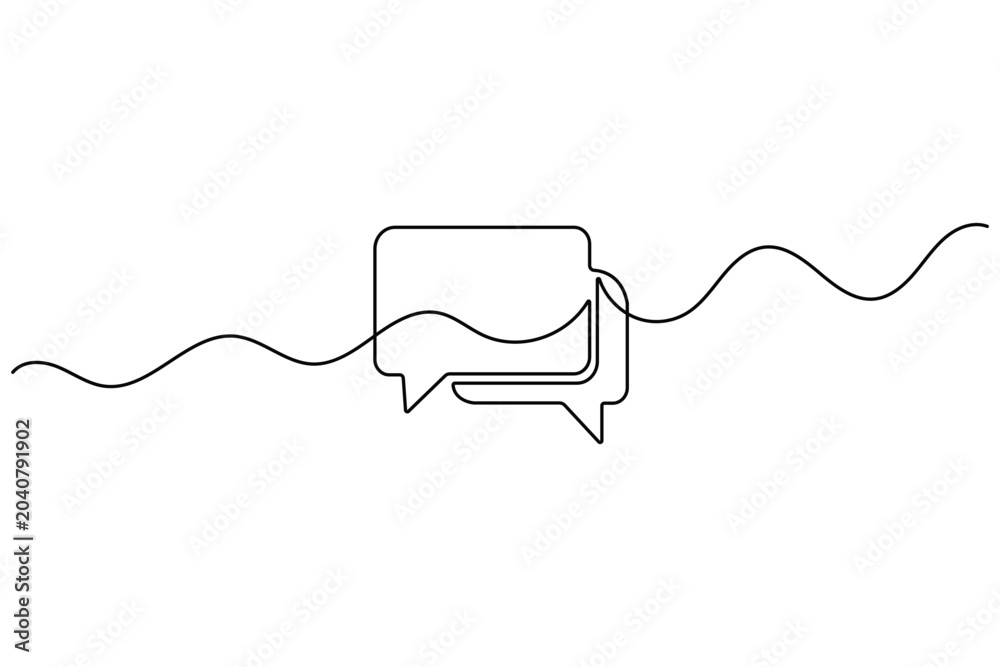 Obraz premium Speech bubble continuous line art minimal communication vector icon
