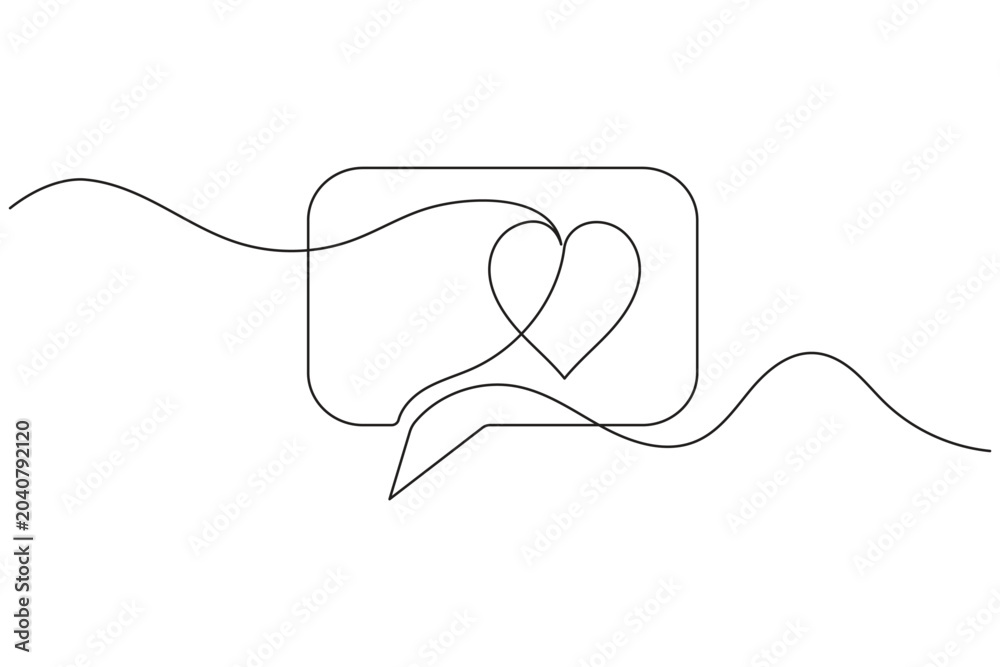 Obraz premium Speech bubble continuous line art minimal communication vector icon
