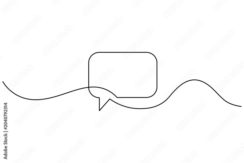 Obraz premium Speech bubble continuous line art minimal communication vector icon