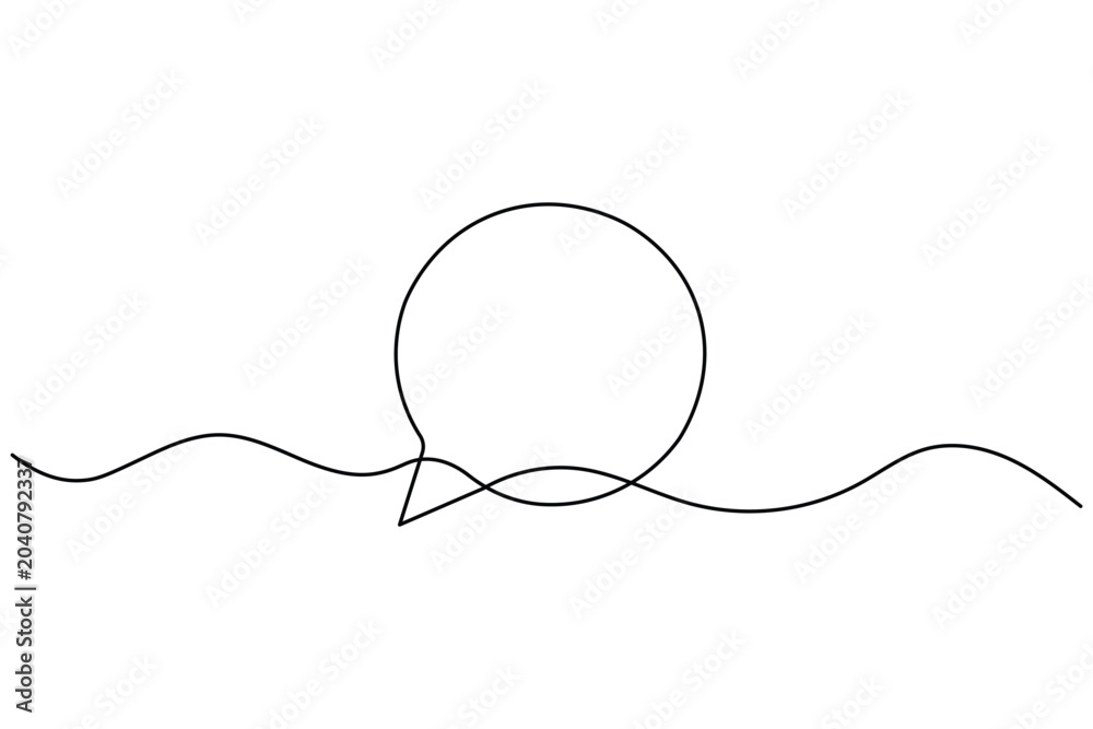 Obraz premium Speech bubble continuous line art minimal communication vector icon