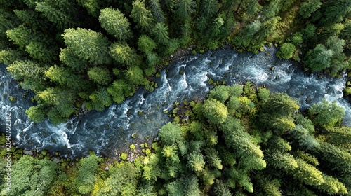 estuary. Multiple small streams merging into a single wide river viewed from above, showing water flow patterns. travel magazines, destination branding, designed for travel destination branding.