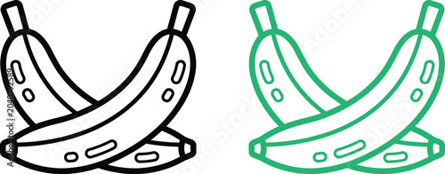 Konstfotografi Vector icon of two bananas in black and green color schemes