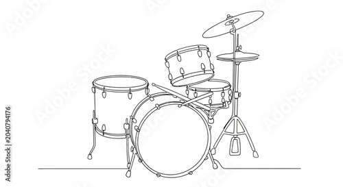 Canvas Print Drum Kit Outline Drawing