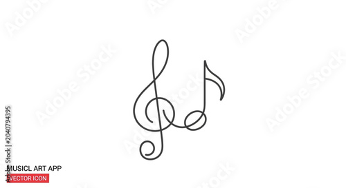 Foto Elegant Treble Clef and Eighth Note Minimalist Line Art