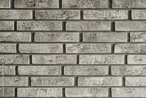 White and Grey Decorative Brick Wall Texture Background,  Close Up