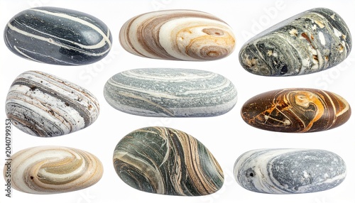 Collection of colorful smooth stones.