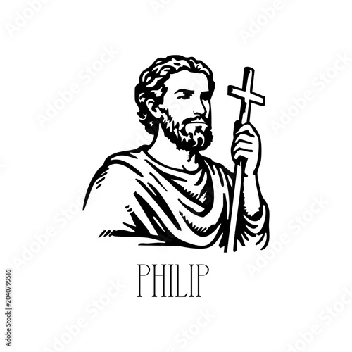 Konstfotografi Saint Philip Apostle Illustration, Hand Drawn Christian Disciple Portrait