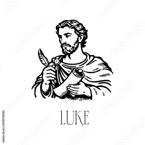 Canvas-taulu Saint Luke the Evangelist Illustration, Hand Drawn Christian Apostle Portrait