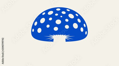 Foto A blue and white mushroom illustration.