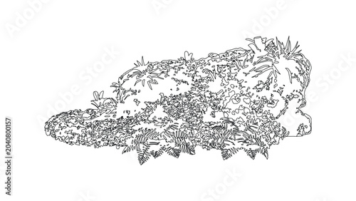Canvas-taulu Rich outline of dense tropical plants and ferns naturalistic landscape element